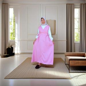 Gamis Anak Perempuan Avela Set dengan Iner Lengan Panjang Motif Simple - Pilihan Warna Elegan