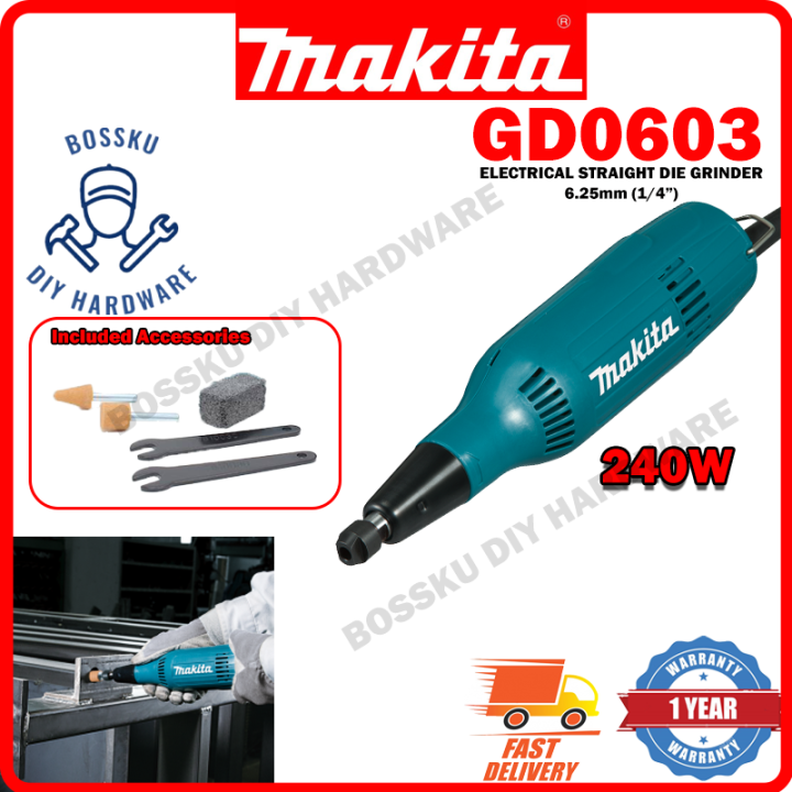 Makita Gd0603 Electric Straight Die Grinder 240w 6mm (1 4