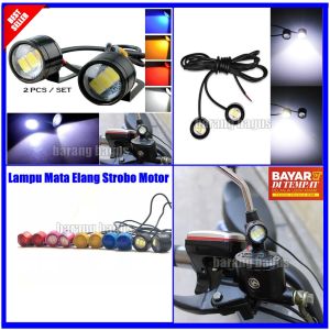 Lampu Mata Elang Strobo 3 LED PUTIH Isi 2pcs Kedap Kedip Termasuk Bracket Bisa Untuk Motor Mobil