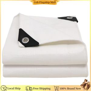 [Ueb Flagship Mall] Heavy Duty White Tarps with Metal Grommets White Multipurpose Protective Tarpaulin Cover for Patio Plants Henhouse Garden Porch