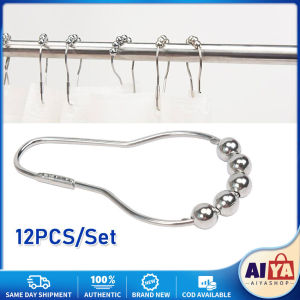 ★Same Day Shipping★  12pcs/Set Stainless Steel Shower Curtain Hooks Rings Metal Shower Curtain Hooks Rings for Bathroom Shower Rods Curtains Set CYB-Curtain-Hook