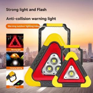 LGJGHJG 2-IN-1 Roadside Warning Light High Brightness 4 Modes Breakdown Alarm Lamp Car Emergency Light Solar LED Work Light Road Safety