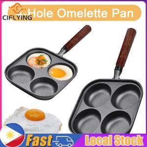 4-Cup Cast Iron Egg Frying Pan with Handle Pancake Pan Egg Cooker Fried Egg Pan for Breakfast Fried Egg Pancakes Steaks