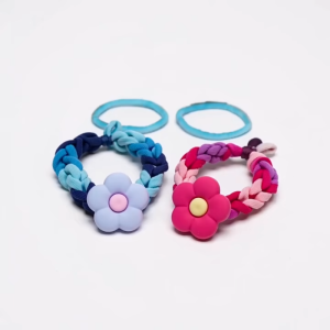 Flower Hairband 5in1 Set Cute Stretchy Hair Ties - Mix Blue / Mix Purple / Mix Pink