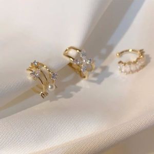 YOCKY Gift Korean Minimalist Pearl Ear Cuff Rhinestone Diamond Zircon Ear Clip Ear Bone Clip Cartilage Clip Clip Earrings