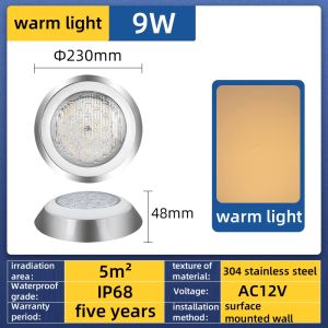 【 Free Ship 】Emauxi Stainless Steel Swimming Pool Light RGB Underwater Waterproof Fountain Landscape Decoration AC12V