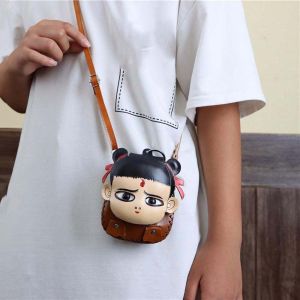 ERYRG โลหะผสมอัลลอยด์ NE Zha 2 PU Wallet เรโทร หนังพียู กระเป๋าเงิน Nezha กระเป๋าใส่พวงกุญแจ มินิมินิ กระเป๋า Crossbody การ์ตูน เด็กผู้ชายเด็กผู้ชาย