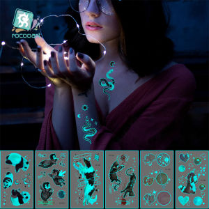 Miếng Dán Hình Xăm Dạ Quang Màu Xanh Dương Chống Nước Dễ Thương BC Miếng Dán Hình Xăm Động Vật Nhỏ Tươi Miếng Dán Hình Xăm Cánh Tay Chó Chim Cánh Cụt Trái Tim Cầu Vồng