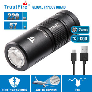 TrustFire Mini2 Mini Flashlight EDC Keychain Flashlight LED Torch Rechargeable IPX8 Waterproof Aluminum Alloy Body only 3.8cm Suitable for Carry Around/Night Lighting/Looking for