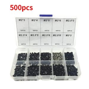 Hộp Chia Ngăn 300/500 Ốc Vít Mini M2 M2.5 M3 Màu Đen Đầu Phẳng Bake Có Hộp Dùng Sửa Chữa Cho Laptop Máy Tính Bảng Máy Tính Bàn