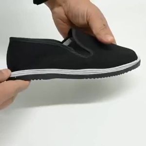 MenS Canvas Shoes Layered Sole Cloth Shoes Casual Slip-On Driving Shoes Black Cloth Loafers For Men