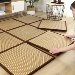 【LDIES】Thickened rattan mat Japanese style mat floor mat bedroom living room moisture-proof soundproof creeping floor mat summer tatami car PFEN