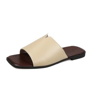 YOTO Titas Style Slip On Slippers Fashion Flat Sandals Leather Made Slides Casual Slippers for Women