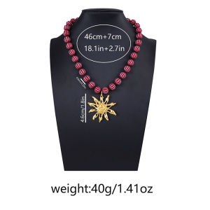 Hmeme New Vintage Kim Loại Mặt Trời Hoa Mặt Dây Chuyền Mặt Dây Chuyền Handmaed Đính Cườm Choker Vòng Cổ Cho Phụ Nữ Kỳ Nghỉ Đảng Đồ Trang Sức Quà Tặng