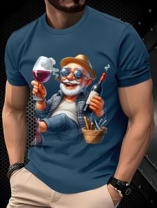 Short-Sleeve T-Shirt Men 3D Digital Print Trendy Casual Elderly People Pattern Summer Crew Neck Tee Outdoor Sports Man Clothing