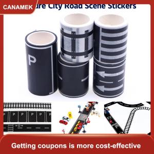 【CANAMEK】 1 cuộn 5m 1:12 Dollhouse đường giao thông đường sắt theo dõi cảnh Băng Sticker thu nhỏ đậu xe cảnh đường cong Sticker mô hình trang trí phụ kiện đồ chơi