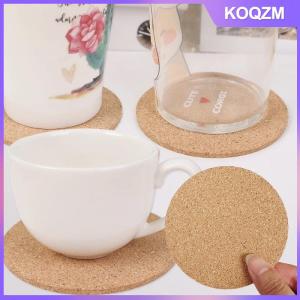 KOQZM 10PCS Cup Mat Natural Round Wooden Pad Durable Non-Slip Cork Coaster Tea Coffee Mug Drinks Holder For Table Decor DIY Tableware