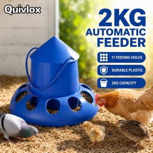 Automatic Chicken Bird Feeder Poultry Food Bucket Farm Feeding Tool For Pigeon Quail Multi Hole Durable Plastic