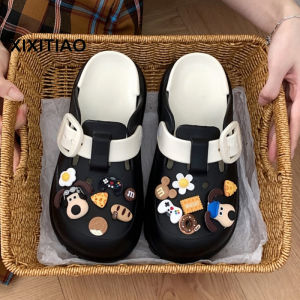 XIXITIAO Special Multicolor Hole Shoes Cute Dog Female Fashion Square Buckle Student Summer Outdoor Leisure Boken Closed-Toe Slippers
