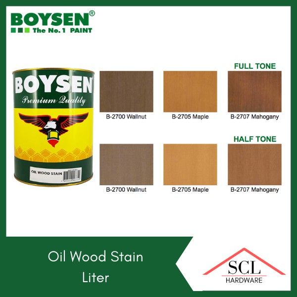 BOYSEN Oil Wood Stain Liter (Mahogany, Walnut, Maple, Oak) | Lazada PH