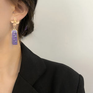 【COD】Lucky Pretty S925 Korean Style Sweet French Four-leaf Clover Flower Long Bar Drop Earrings For Women Hypoallergenic Minimalist New Trend Fashion Jewerlies Earings Aesthetic Accessories