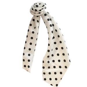 Stylish Round Dot Rose Print Long Scarf for Women Decorative Neck Scarf Narrow for Business or Casual Outfits