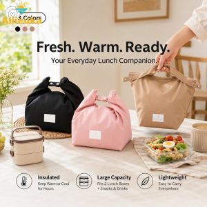 Allieuka Insulated Lunch Bag Waterproof Thermal Lunch Box Tote Portable Food Storage Cooler Bag For School