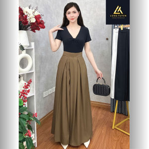 Quần ống rộng lưng cao ỐNG SIÊU RỘNG VẢI FOS thời trang đai dán -QVHC