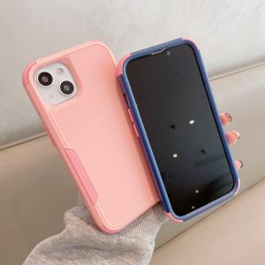 CrashStar 3 In 1 Thick Hard Shockproof Phone Case For iPhone 16 15 14 13 12 11 Pro Max Mini XS XR X 8 7 Plus + SE 2020 Silicone Add PC Anti-fall Phone Casing Fashion Full Cover Phone Cover Hot Sale