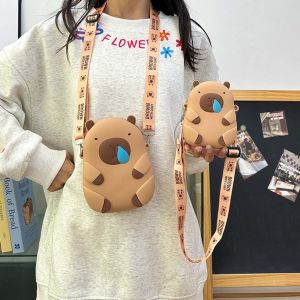 CRNGW Kawaii Capybara Shoulder Bag Adjustable Straps Cartoon Silicone Doll Bag Cute Wallet Phone Storage Pouch Kids