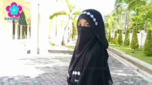 Dasmont Fashion Niqab Veil Renda Yaman Sifon Jetblack Arab Cadar Renda Hitam Nyaman Dan Tidak Pengap