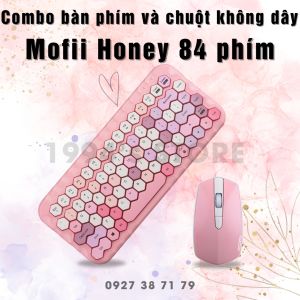 Combo bàn phím giả cơ và chuột không dây MoFii Honey - Dùng cho máy tính bàn PC Laptop Tivi iPad - Gõ cực êm không ồn