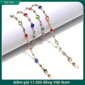 QK FA ✨ Được làm bằng tay kính chuỗi cho ánh sáng mùa hè sang trọng ngọc trai pha lê màu xanh hải quân treo chuỗi Thời Trang Chống mất mắt chuỗi
