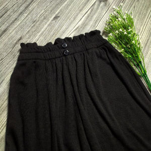 Celana Kulot Rib Knit Highwaist Kancing Dua Melar Full Karet Ada Kantong