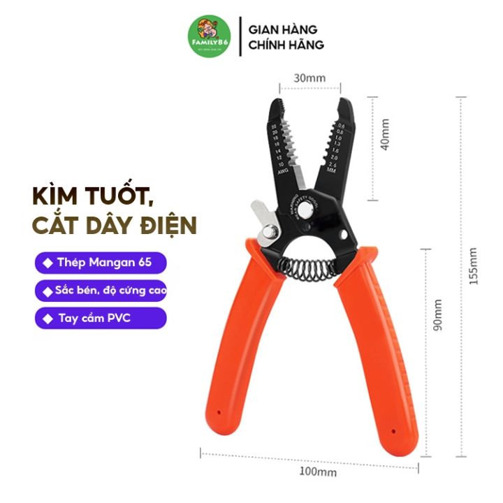 Kìm Cắt Dây Điện, Kìm Tuốt Dây Điện Lưỡi Thép Mangan 65 Độ Cứng Cao ...