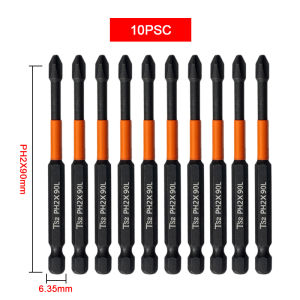 10Pcs Non-slip Screwdriver Bit Set 50mm 90mm Hand Tools Electric Hex Shank Magnetic Screwdriver Non-slip Drill Bit Cross Bit screwdriver attachment multitool PH2