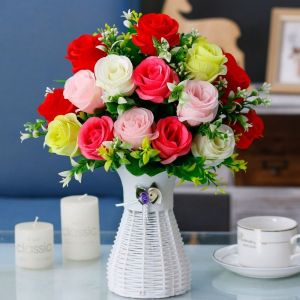NALANILI 6 Heads Real Happy Flower Photography Photo Gift 8 Colors Valentines Day Flowers High Quality Rose Flowers Decorative Home Decorative