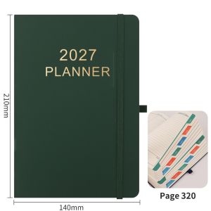 A7187 A5 2027 Agenda Book Textured PU To Do List Daily Planner Book Portable Planner Reminder Schedule Book Office Supplies
