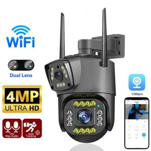 Kamera CCTV V380 Pro jarak jauh untuk rumah Dual Lens Outdoor Two Way Audio WiFi IP66 4MP IPC-V10