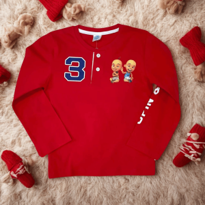 [Ready Stock] Upin & Ipin Kids Fashion Long Sleeve Two Way Top T-Shirt Red