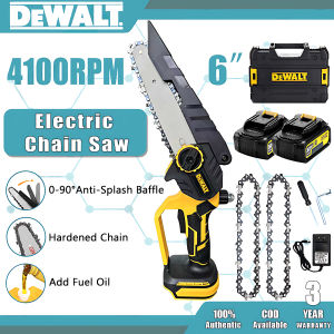 DEWALT Cordless Electric Chain Saw Made in Japan Mini 6 Inch Rechargeable Handheld Electric Chainsaw 36v to 198v Optional 2pc Lithium Battery Portable Woodworking Handheld Pruning Chainsaw Garden Portable Cutting Tool Set