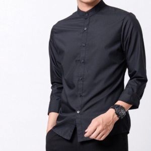 [TẶNG 1 ĐÔI TẤT] Sơ mi cổ trụ nam dài tay vải cotton lụa mềm mịn phong cách Hàn Quốc