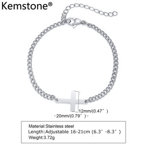 Kemstone Gold/Silver Black Stainless Steel Cross Bracelet Link for Women Fashion Jewelry