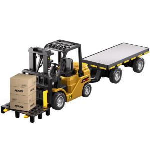 Oldlaiben Mini RC Forklift 1:64 Alloy Engineering Toy 2.4GHz Remote Control Crane Dump Truck Lifting Vehicle Mainan