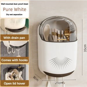 Multipurpose Cutlery Storage With Cover Lid On the Wall Storage Flatware Kitchen Household Utensil Dust Proof Ch