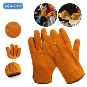MLADEN Split Cowhide Work Gloves Heavy Duty Leather Abrasion Tear Resistant Welding Safety Gloves
