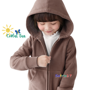 JAKET ANAK ZIPPER SWEATER HOODIE LAKI LAKI PEREMPUAN POLOS KEKINIAN TERBARU BAHAN FLEECE USIA 2TAHUN SAMPAI 12TAHUN