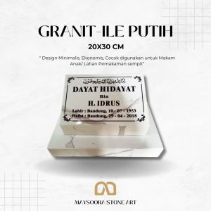 BATU NISAN DUDUKAN GRANIT-ILE PUTIH 20X30 CM