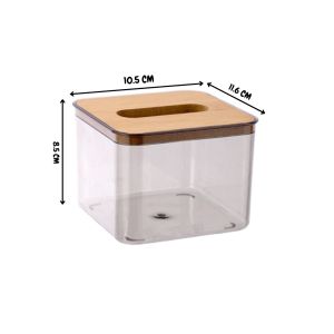 Kotak Tissue Transparan / Kotak Tissue Kayu Aesthetic / Tempat Wadah Tissu Minimalis