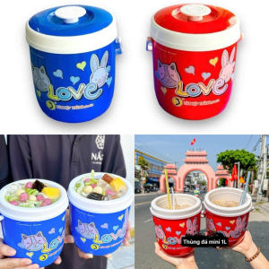 Bình Đá Nhựa 1L Giữ Nhiệt Uống Trà Đá Trà Sữa Trà Chanh Tân Lập Thành Bền Đẹp Có Quai Xách Nhựa Pp